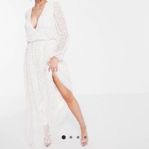 Embellished sequin blouson wedding dress